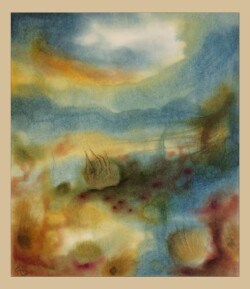 Les Paysages de l'Esprit - Gestation - Pastel sec et huile de lin 50 x 40 - (Sous verre et cadre acier brossé)