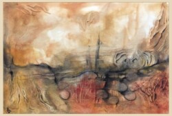 Les Paysages de l'Esprit - Incubation - Pastel sec et huile de lin 70 x 50 - (Sous verre et cadre acier brossé)