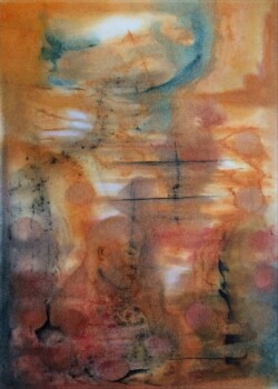 Les Paysages de l'Esprit - Méditation - Pastel sec et huile de lin 70x48 - (Sous verre et cadre acier brossé) (Coll. privée)